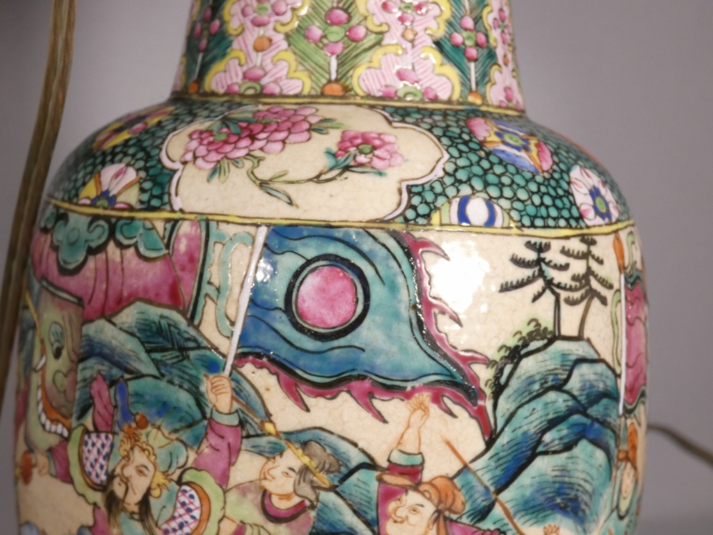 Paire de vases lampes en céramique Chine, époque fin XIX ème – Image 9