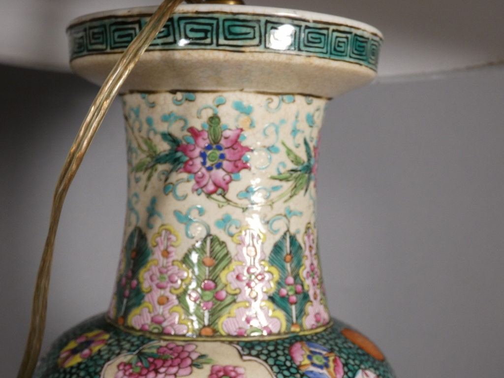 Paire de vases lampes en céramique Chine, époque fin XIX ème – Image 10