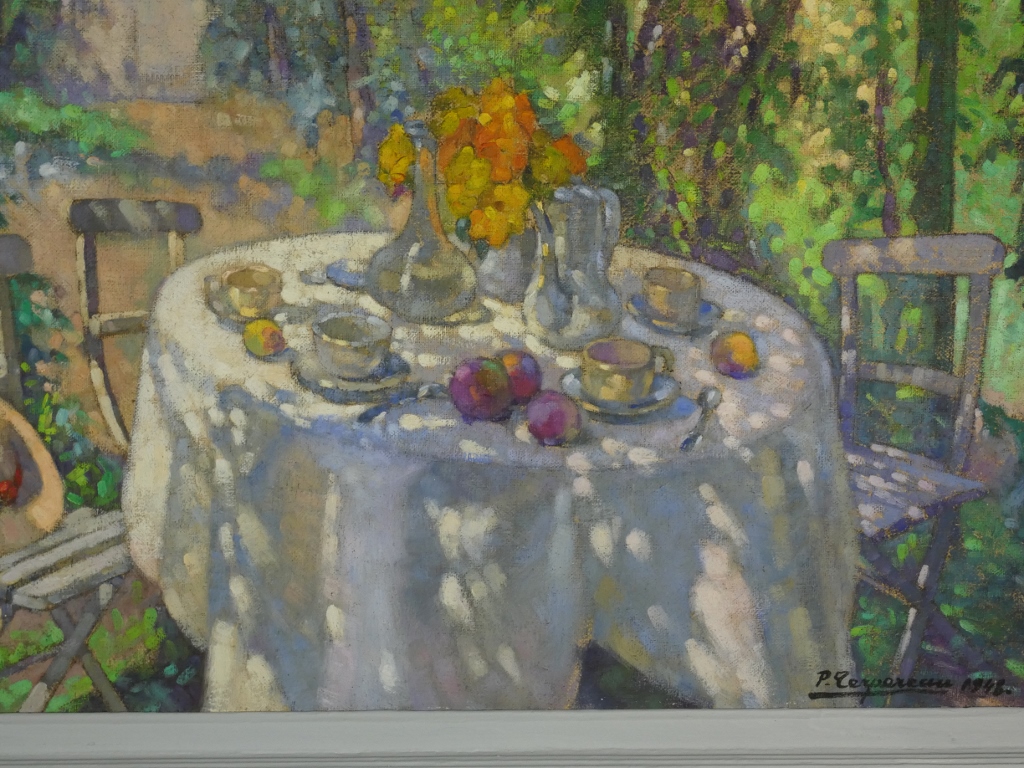 Déjeuner sous la tonnelle, tableau huile sur toile par Paul Terpereau (1893-1975) – Image 2