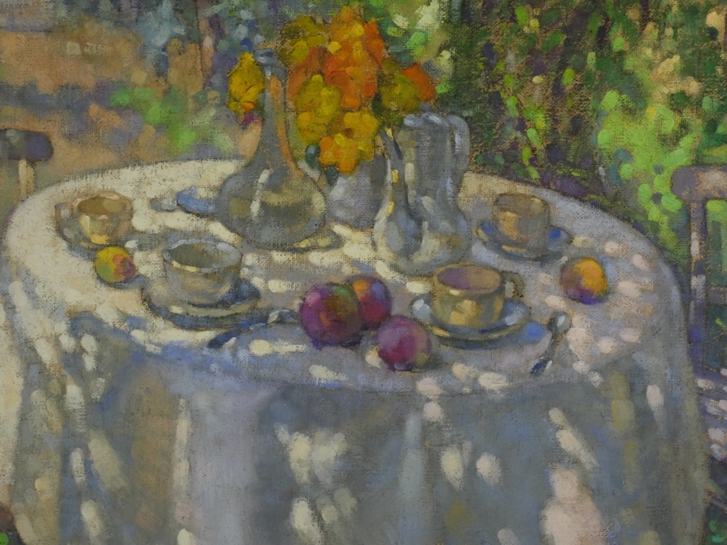 Déjeuner sous la tonnelle, tableau huile sur toile par Paul Terpereau (1893-1975) – Image 11