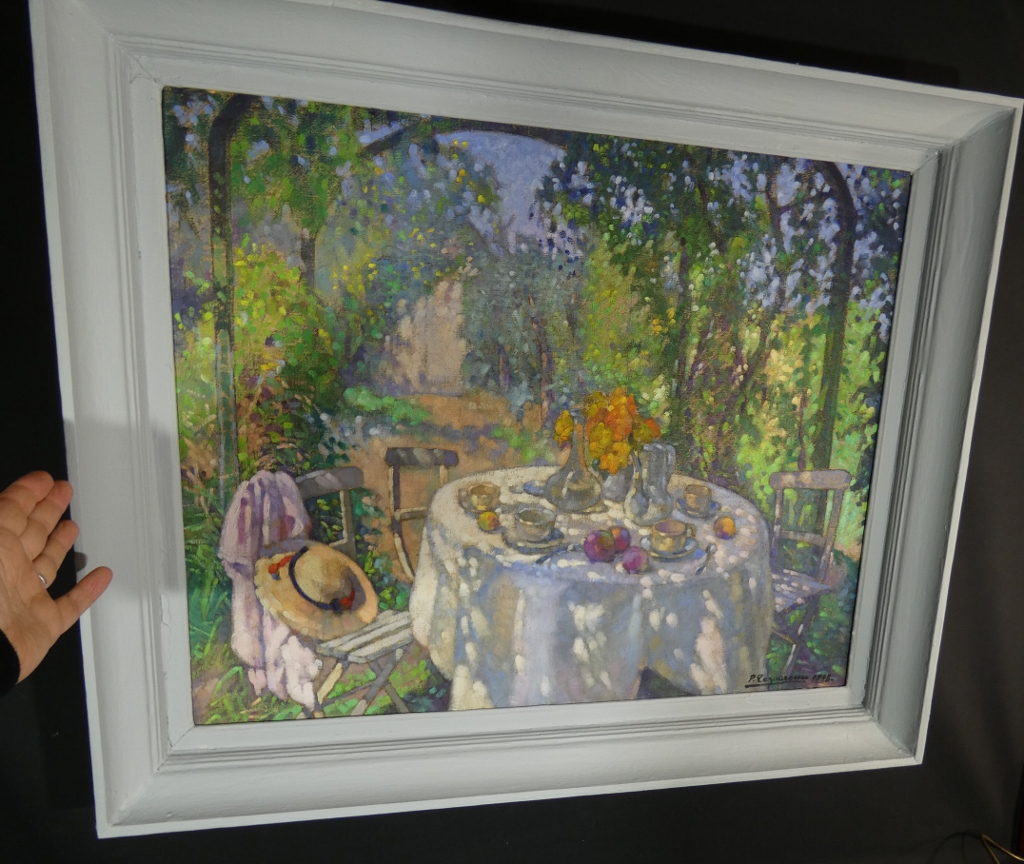 Déjeuner sous la tonnelle, tableau huile sur toile par Paul Terpereau (1893-1975) – Image 5