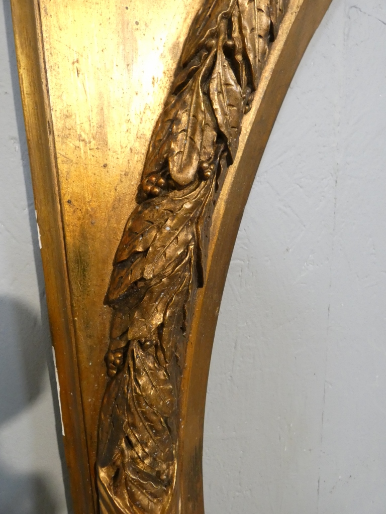 Grand cadre rond couronne feuilles de laurier, style Louis XVI Empire, époque début XX ème – Image 4