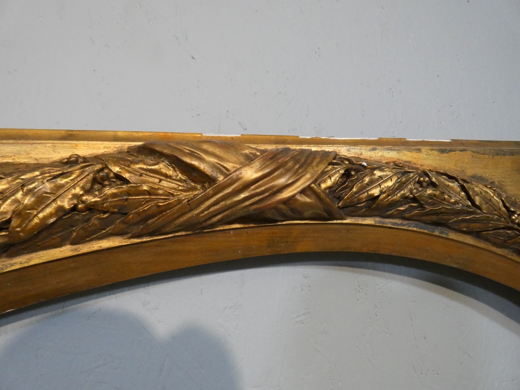Grand cadre rond couronne feuilles de laurier, style Louis XVI Empire, époque début XX ème – Image 5