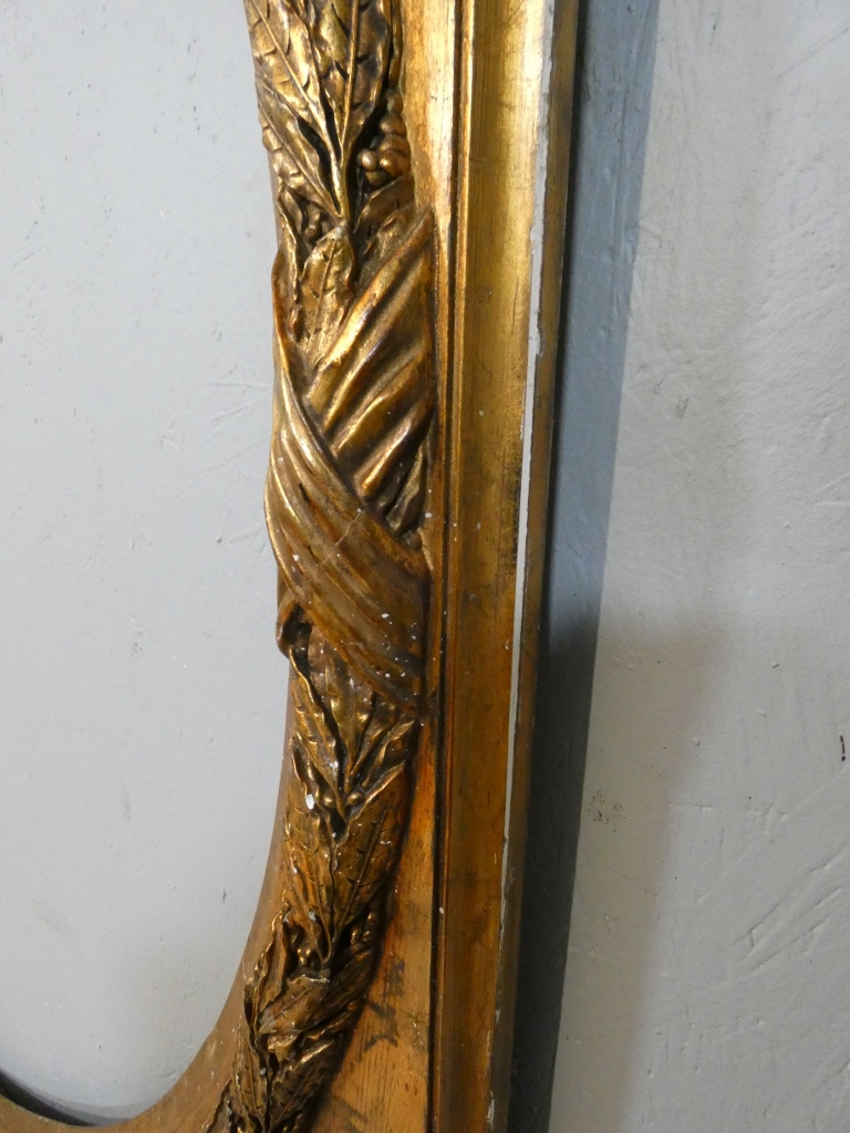 Grand cadre rond couronne feuilles de laurier, style Louis XVI Empire, époque début XX ème – Image 11