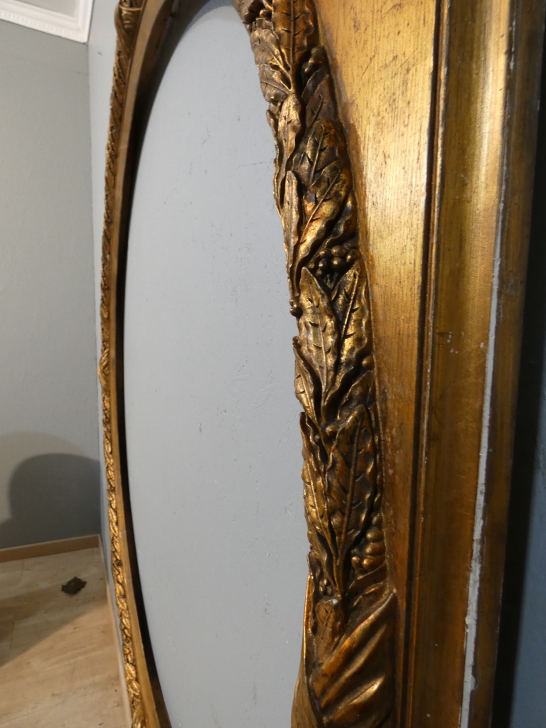 Grand cadre rond couronne feuilles de laurier, style Louis XVI Empire, époque début XX ème – Image 9