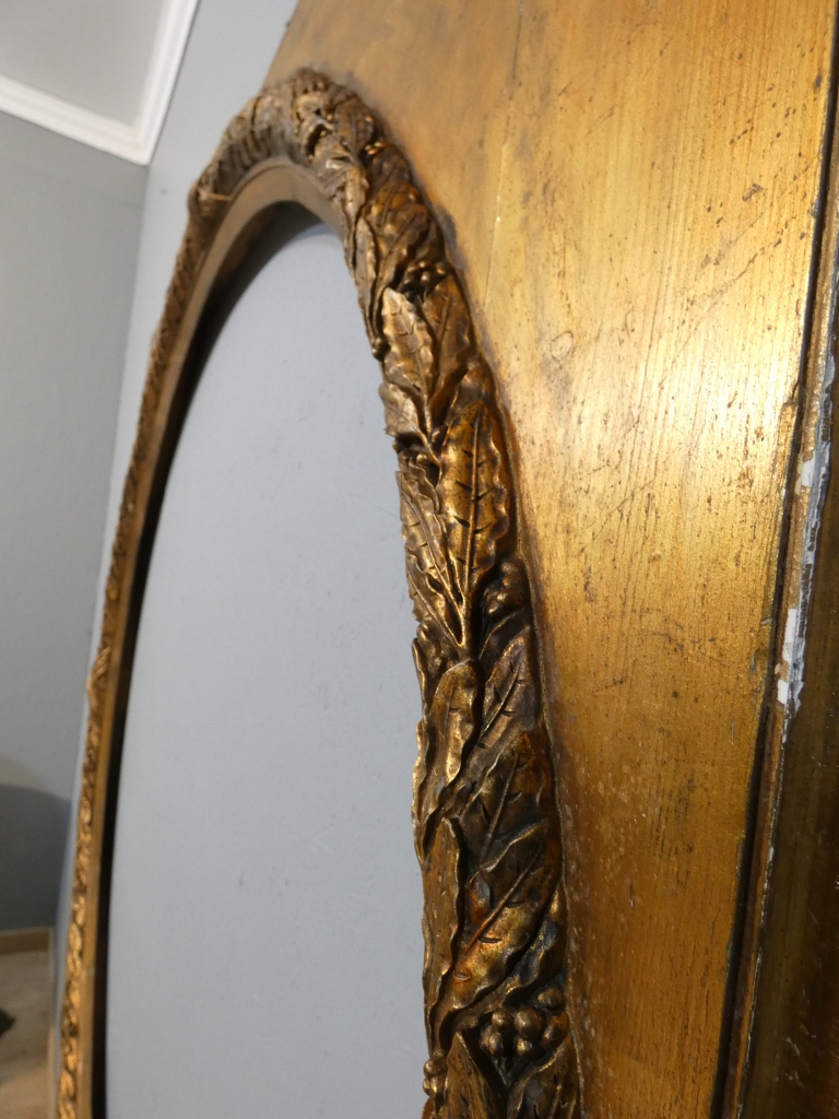 Grand cadre rond couronne feuilles de laurier, style Louis XVI Empire, époque début XX ème – Image 3