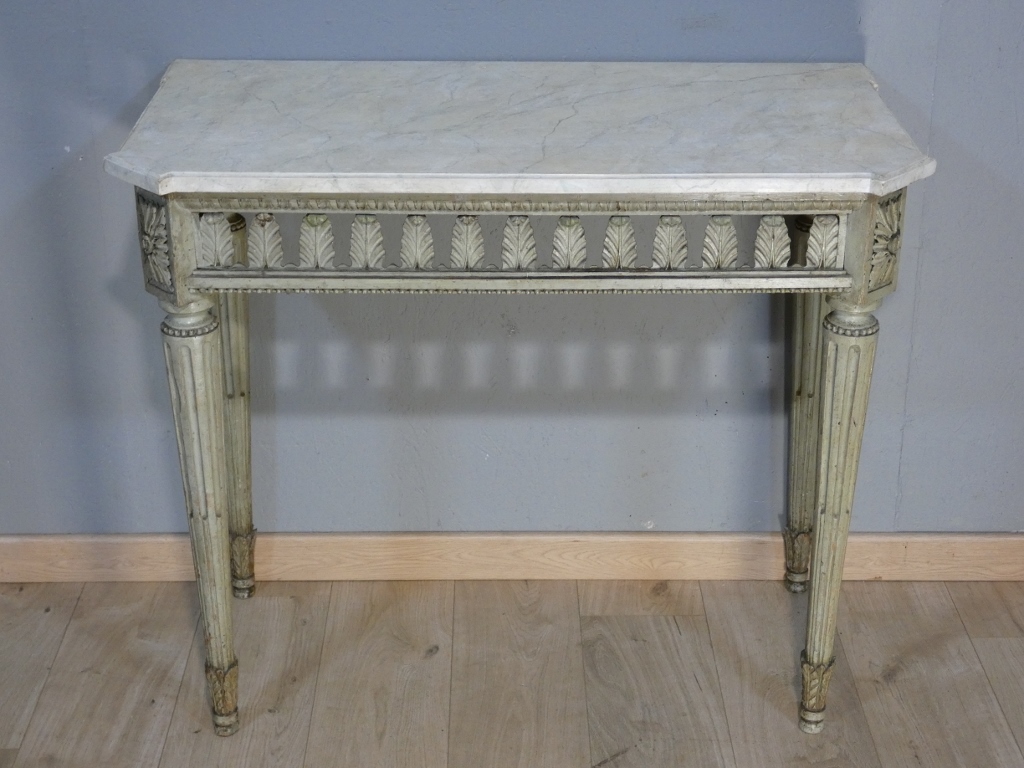 Console d'époque Louis XVI en bois sculpté peint, fin XVIII ème siècle – Image 3