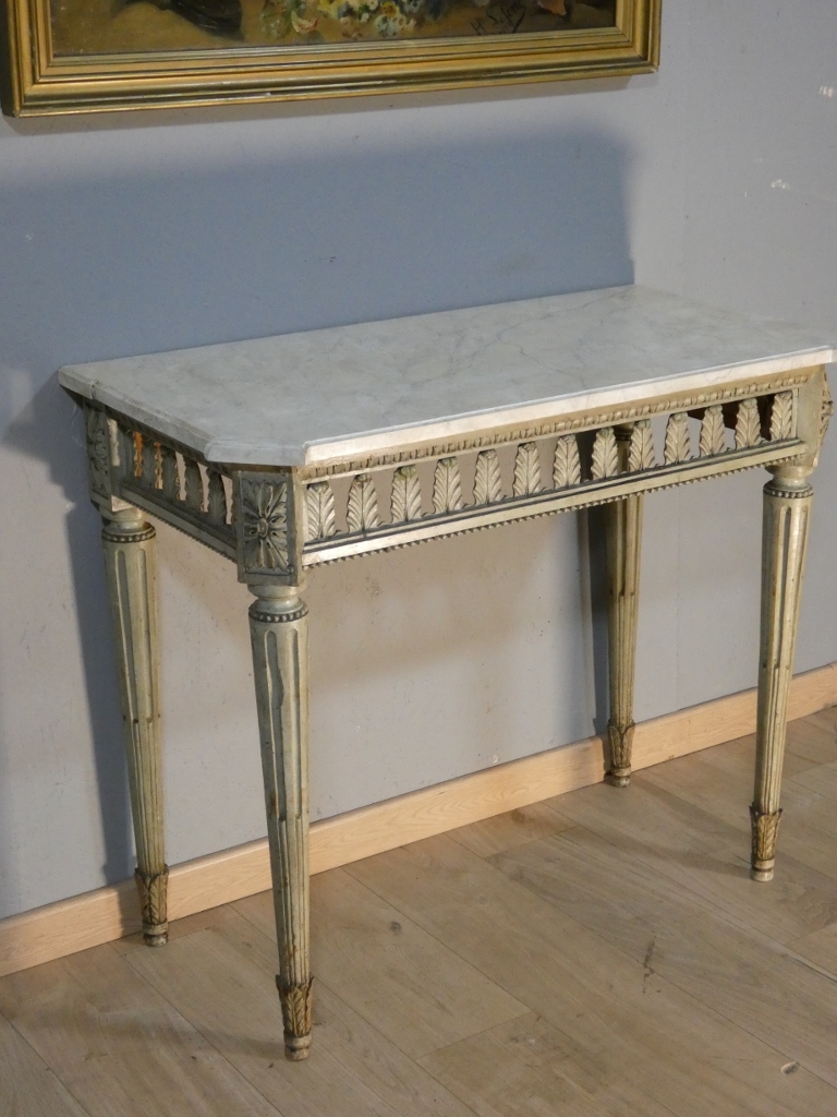 Console d'époque Louis XVI en bois sculpté peint, fin XVIII ème siècle – Image 6