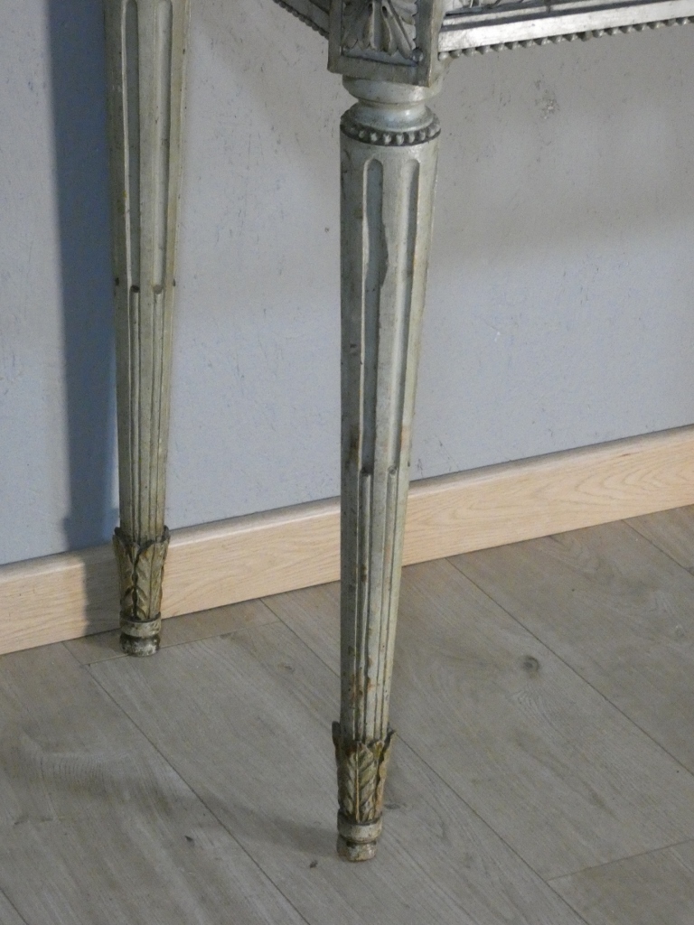 Console d'époque Louis XVI en bois sculpté peint, fin XVIII ème siècle – Image 14