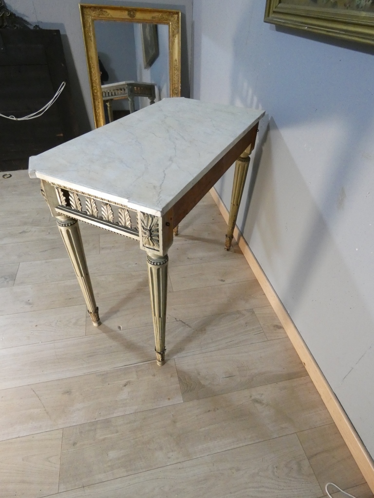 Console d'époque Louis XVI en bois sculpté peint, fin XVIII ème siècle – Image 8