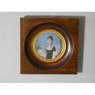Portrait miniature d'une jeune femme époque Empire, début XIX ème