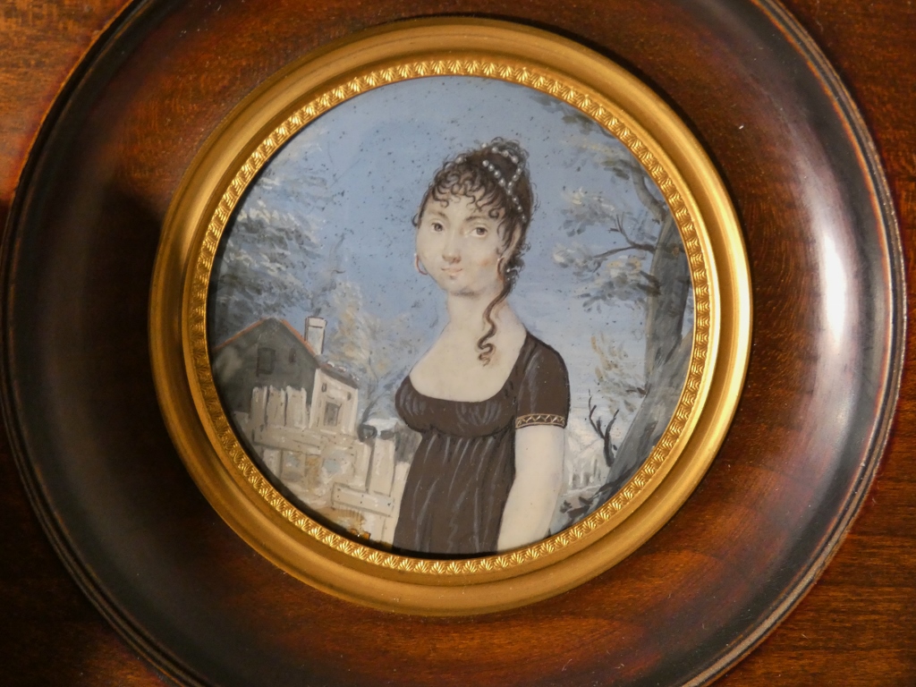 Portrait miniature d'une jeune femme époque Empire, début XIX ème – Image 7
