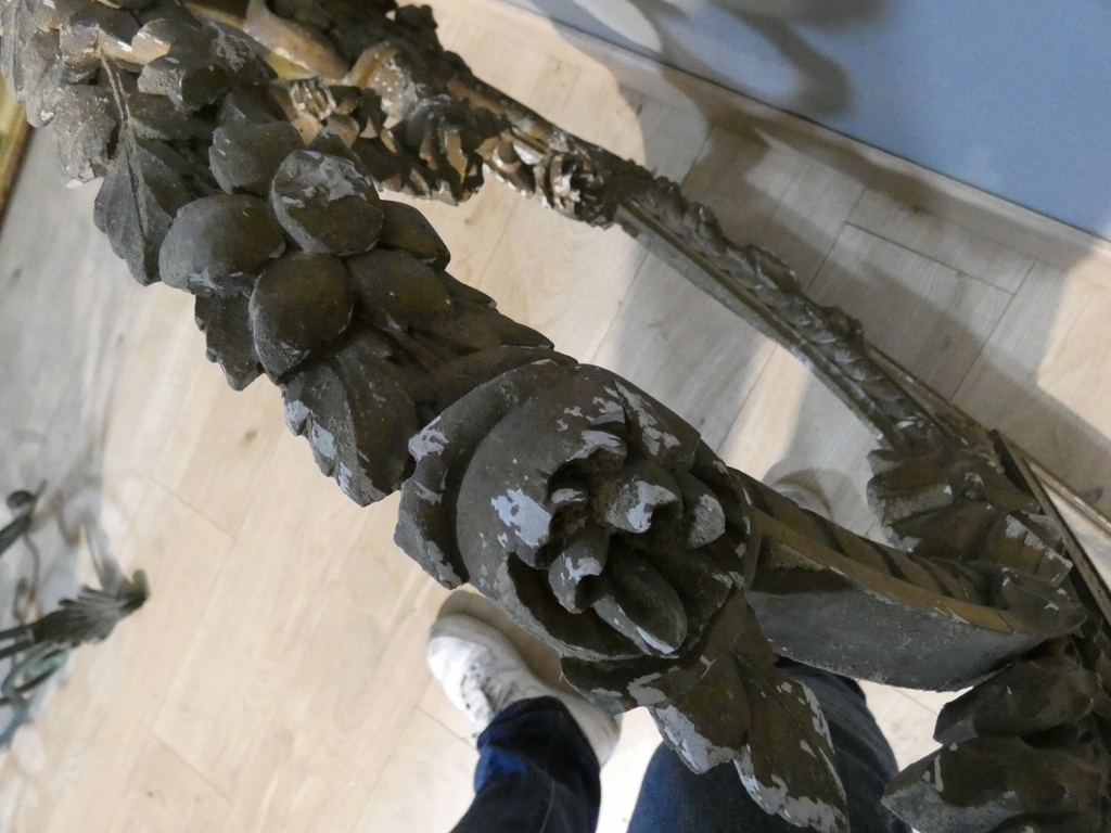 280 cm de haut! très grand cadre trumeau de boiserie de style Louis XVI en bois sculpté doré – Image 14