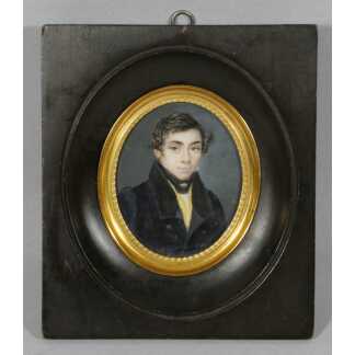 Portrait miniature d'un jeune homme époque Empire, début XIX ème