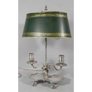 Lampe bouillotte Régence en bronze argenté, époque XVIII ème siècle