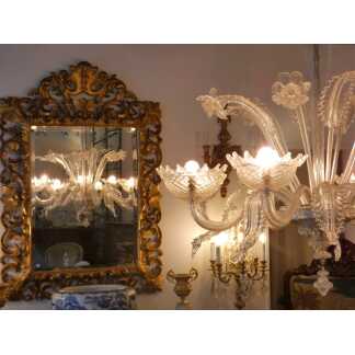 Lustre en verre de Murano 8 lumières, couleur translucide, époque milieu XX ème