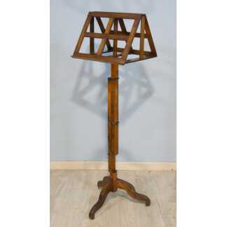 Lutrin, pupitre de musicien double face en noyer massif, système à crémaillère, époque XIX ème