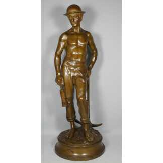Le mineur par Adrien Etienne Gaudez (1845-1902), grand bronze hors concours, époque XIX ème