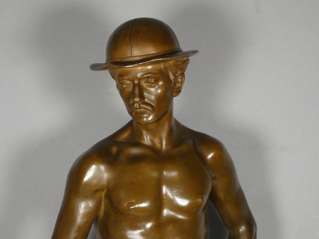 Le mineur par Adrien Etienne Gaudez (1845-1902), grand bronze hors concours, époque XIX ème – Image 2