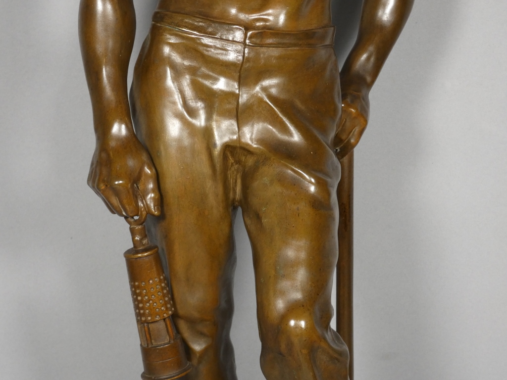 Le mineur par Adrien Etienne Gaudez (1845-1902), grand bronze hors concours, époque XIX ème – Image 7