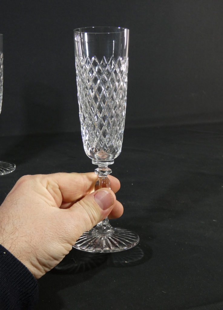 Cristal Saint Louis, modèle Tacite, 6 flûtes à Champagne en cristal taillé – Image 5