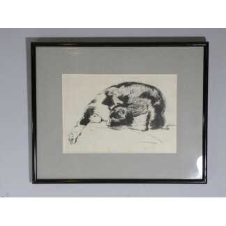 Charles Bichet, le chat, dessin à l'encre de Chine, école de Crozant