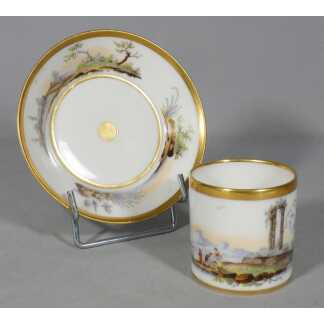 Atelier Halley (1800-1822), tasse litron en porcelaine peinte à la main, XIX ème