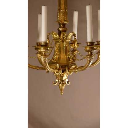 Lustre à Bougies De Style Empire En Bronze Doré, époque XIX ème - Le ...