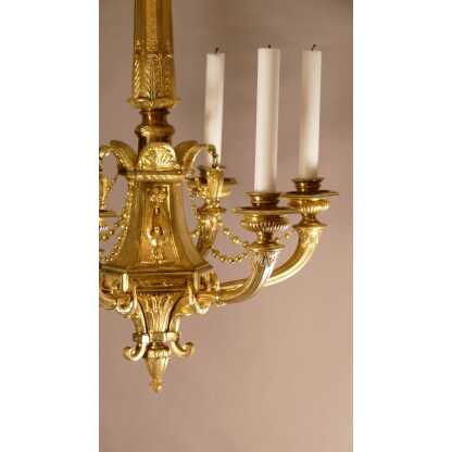 Lustre à Bougies De Style Empire En Bronze Doré, époque XIX ème - Le ...