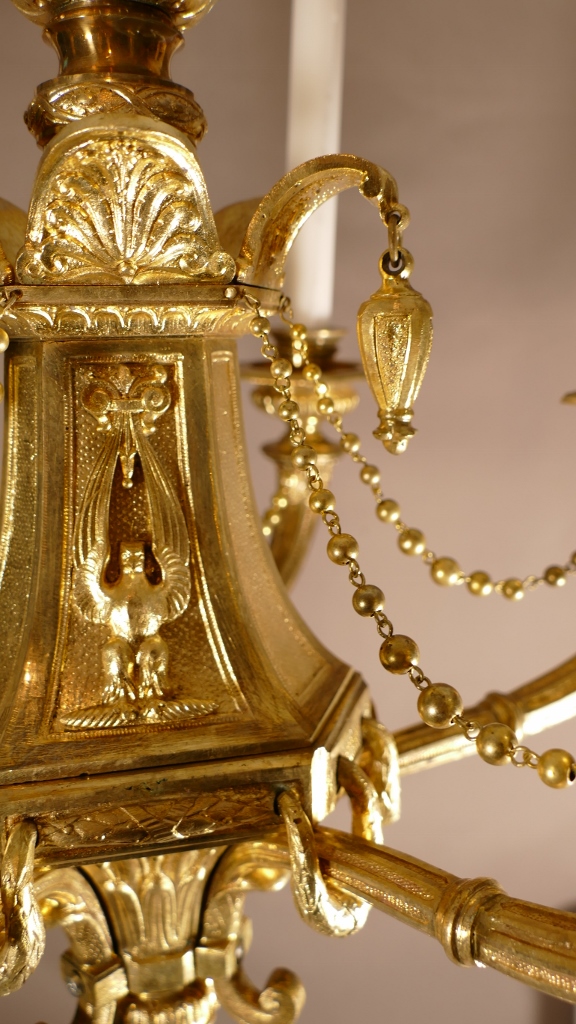 Lustre à Bougies De Style Empire En Bronze Doré, époque XIX ème – Image 16