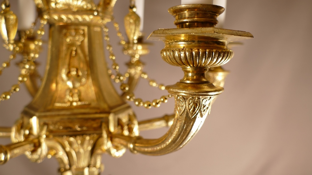 Lustre à Bougies De Style Empire En Bronze Doré, époque XIX ème – Image 14