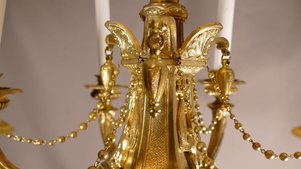 Lustre à Bougies De Style Empire En Bronze Doré, époque XIX ème – Image 8