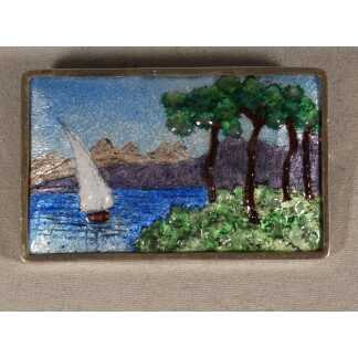 Broche en émail de Limoges peint sur cuivre, signée G Funck