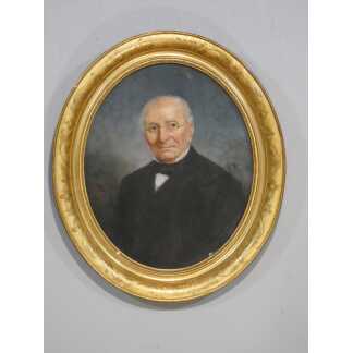 Grand pastel XIX ème portrait d'homme à lunettes, daté 1868 signé F Laffargue cadre bois doré
