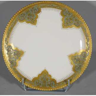 Assiette de collection en porcelaine de Limoges, décor peint à la main Mauresque