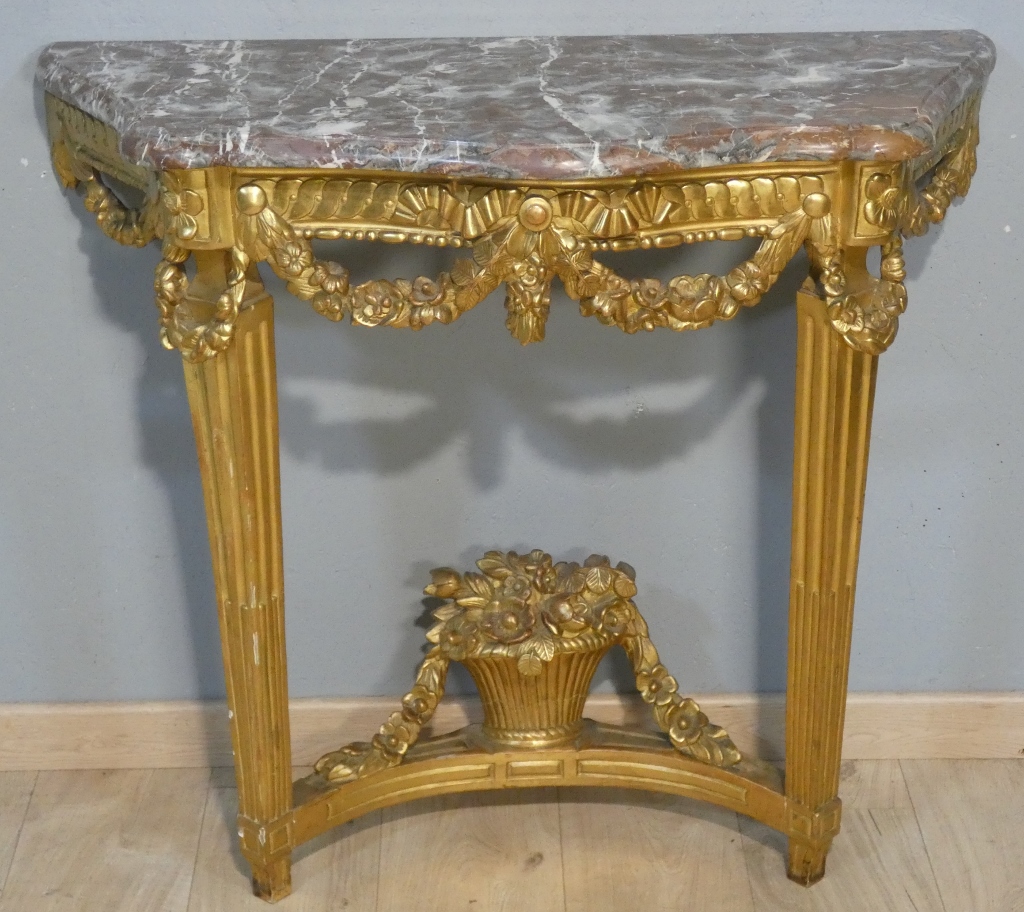 Console en bois sculpté et doré d'époque début Louis XVI, XVIII ème siècle – Image 2