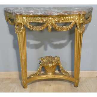 Console en bois sculpté et doré d'époque début Louis XVI, XVIII ème siècle