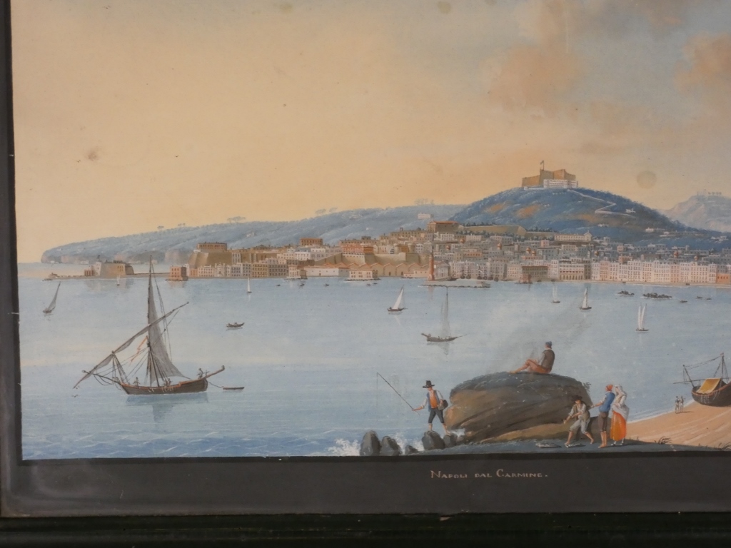 Gouache napolitaine, Napoli dal Carmine, vue de la baie de Naples, époque XIX ème siècle – Image 2