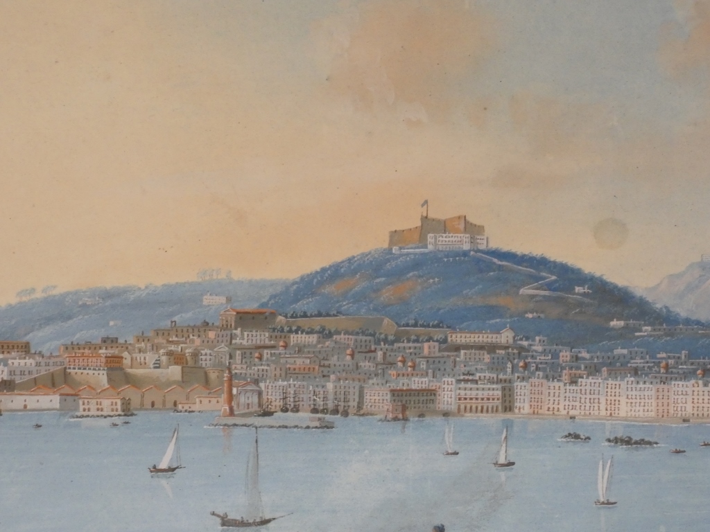 Gouache napolitaine, Napoli dal Carmine, vue de la baie de Naples, époque XIX ème siècle – Image 8