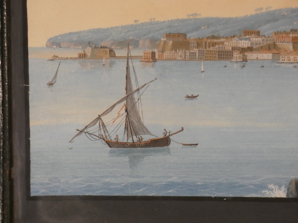 Gouache napolitaine, Napoli dal Carmine, vue de la baie de Naples, époque XIX ème siècle – Image 6