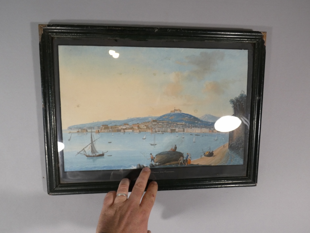 Gouache napolitaine, Napoli dal Carmine, vue de la baie de Naples, époque XIX ème siècle – Image 3
