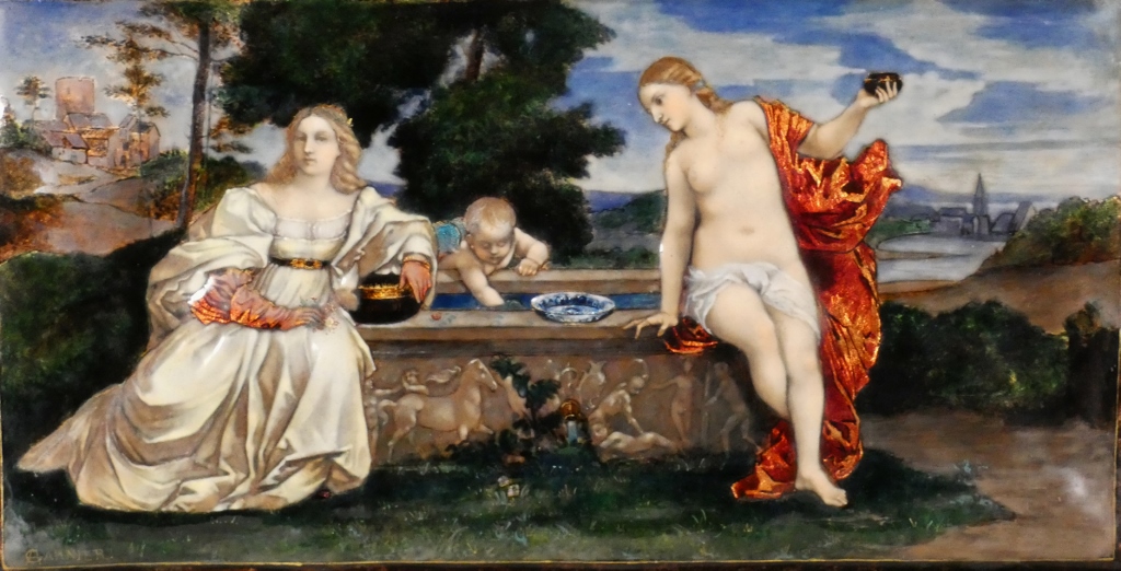 Étienne Marie Alfred Garnier, émail d'après Le Titien, Amour Sacré Amour Profane, époque XIX è – Image 28