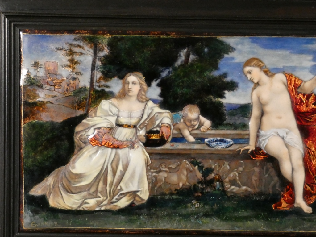 Étienne Marie Alfred Garnier, émail d'après Le Titien, Amour Sacré Amour Profane, époque XIX è – Image 24