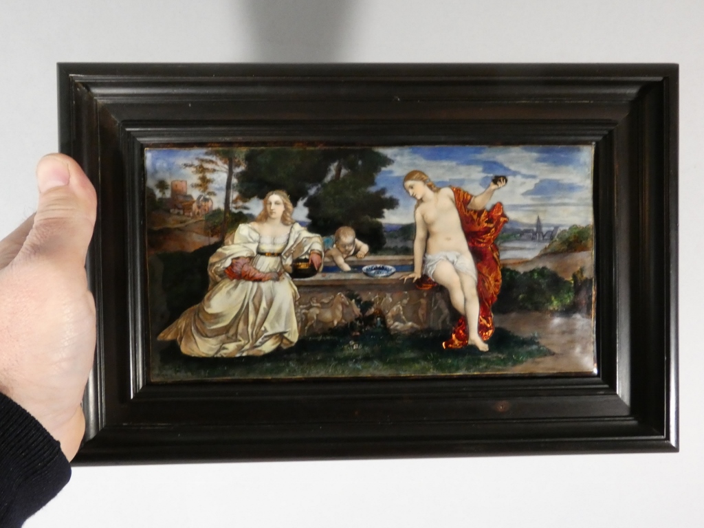 Étienne Marie Alfred Garnier, émail d'après Le Titien, Amour Sacré Amour Profane, époque XIX è – Image 22