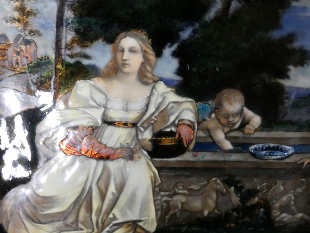 Étienne Marie Alfred Garnier, émail d'après Le Titien, Amour Sacré Amour Profane, époque XIX è – Image 20