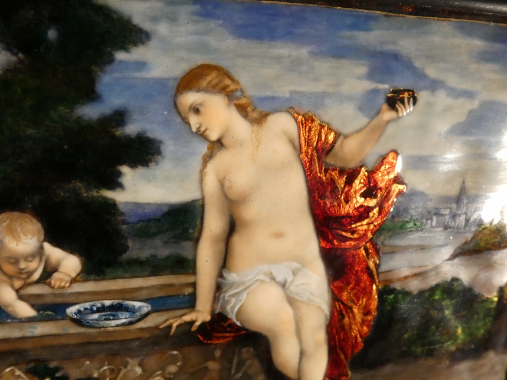 Étienne Marie Alfred Garnier, émail d'après Le Titien, Amour Sacré Amour Profane, époque XIX è – Image 18