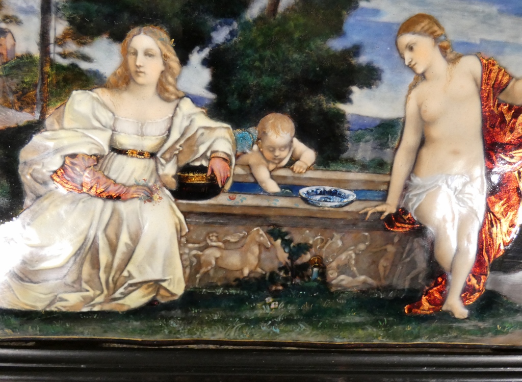 Étienne Marie Alfred Garnier, émail d'après Le Titien, Amour Sacré Amour Profane, époque XIX è – Image 13