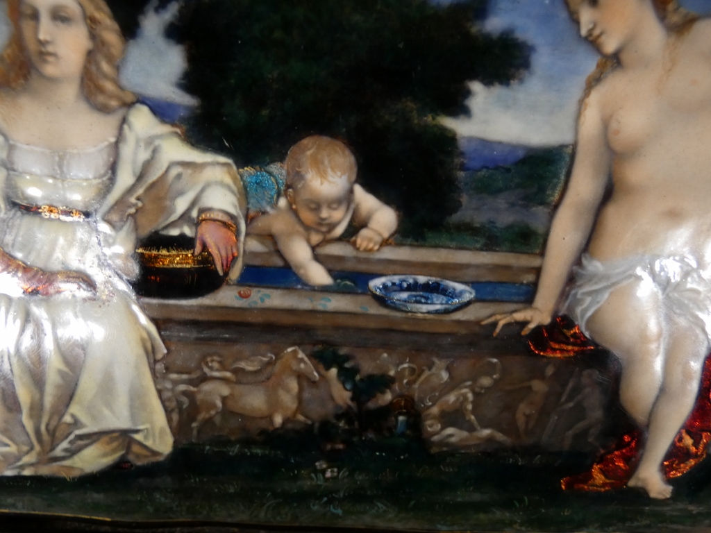 Étienne Marie Alfred Garnier, émail d'après Le Titien, Amour Sacré Amour Profane, époque XIX è – Image 12