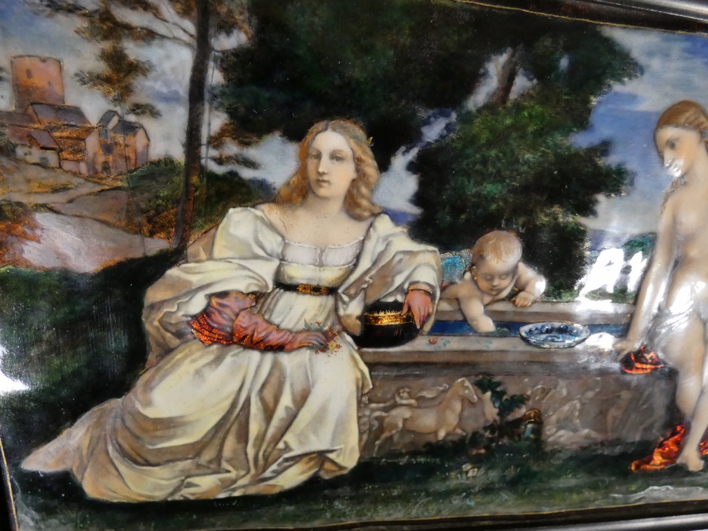 Étienne Marie Alfred Garnier, émail d'après Le Titien, Amour Sacré Amour Profane, époque XIX è – Image 11