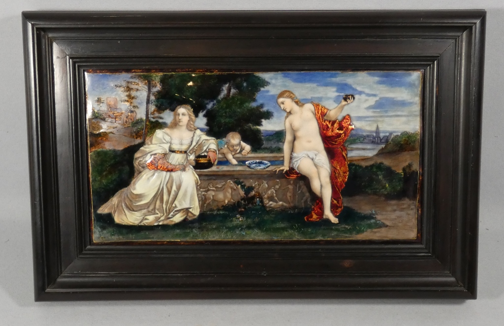 Étienne Marie Alfred Garnier, émail d'après Le Titien, Amour Sacré Amour Profane, époque XIX è – Image 10